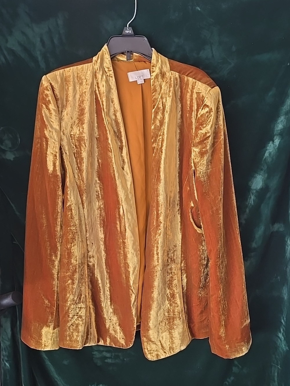 LOFT Velvet Open Blazer in Gold and Rust